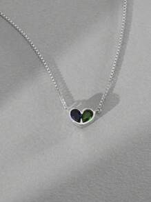 1pc Customizable Dual Color Diamond Exquisite Heart-Shaped Fashion Versatile Personalized Birthstone Necklace Customizable Name Simple Daily Style, Products Include Gift Boxes, Valentine's Day Gifts, Birthday Gifts, Mother's Day Gifts, Daily Gifts