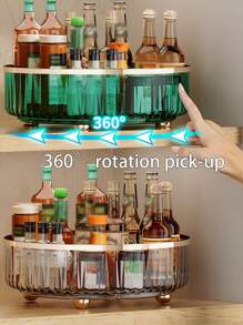 1pc Rotating Turntable, Kitchen Condiment, Oil, Salt, Sauce And Vinegar Storage Tray, Storage Rack, Tabletop Fruit Plate And Spice Rack, Rotating Non-Slip Cutlery And Seasoning Bottle Turntable Storage Box. Gently Rotate The Tray To Easily Access Items, No Dead Corners To Clean, Easy To Rinse, Enjoy A Wonderful Time. Suitable For Living Room, Bathroom, Cabinet, Refrigerator And Dining Table, Home Kitchen Storage Accessories. - Large Cream (27cm) - View 8