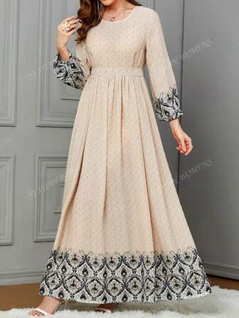 Women's Digital Printed Dress, Casual Women's Wear, Arab Robe National Costume Dress,Modest