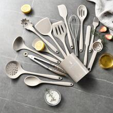Keidason Conjunto de 15 piezas de utensilios de cocina de silicona - Utensilios de cocina resistentes al calor de hasta 230°C, espátula, pinzas, cuchara, brocha, batidor, conjunto de utensilios de cocina y accesorios para ollas antiadherentes, aptos para lavavajillas