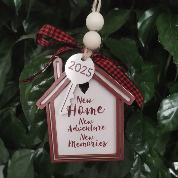 Decoración colgante de llave de madera con el año 2025, decoración para mudarse a una nueva casa, adorno de llave de casa, decoración de escritorio y pared, adecuada para hogar, fiesta, boda, jardín, decoración de árbol, regalo perfecto para inauguración de la casa, regalo de vacaciones, regalo conmemorativo