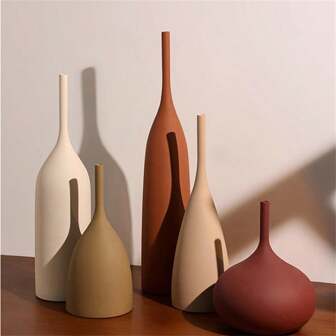 1pc Retro Brushed Ceramic Vases, Morandi Color Dry Vases, Vase Ornaments, Home Ornaments, Minimalist Design Vases, For Dried Flowers, Table Decoration Vases, Small Vase Flower Arrangements, Living Room, Dining Table, TV Cabinet Simple Fresh Style Home Decor Room Decor Flower Vase Glass Vase