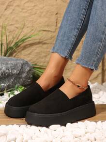 适合矮个子女士的时尚复古厚底系带运动鞋，防滑，天鹅绒材质，秋季新品