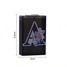 1pc 26-Letter Pattern Fashionable Cigarette Case, Large Capacity 20 Cigarettes, Portable Unisex Flip Top Slide Cover Cigarette Box,Hair Accessories ,Smoking Accessories - Multicolor - View 6