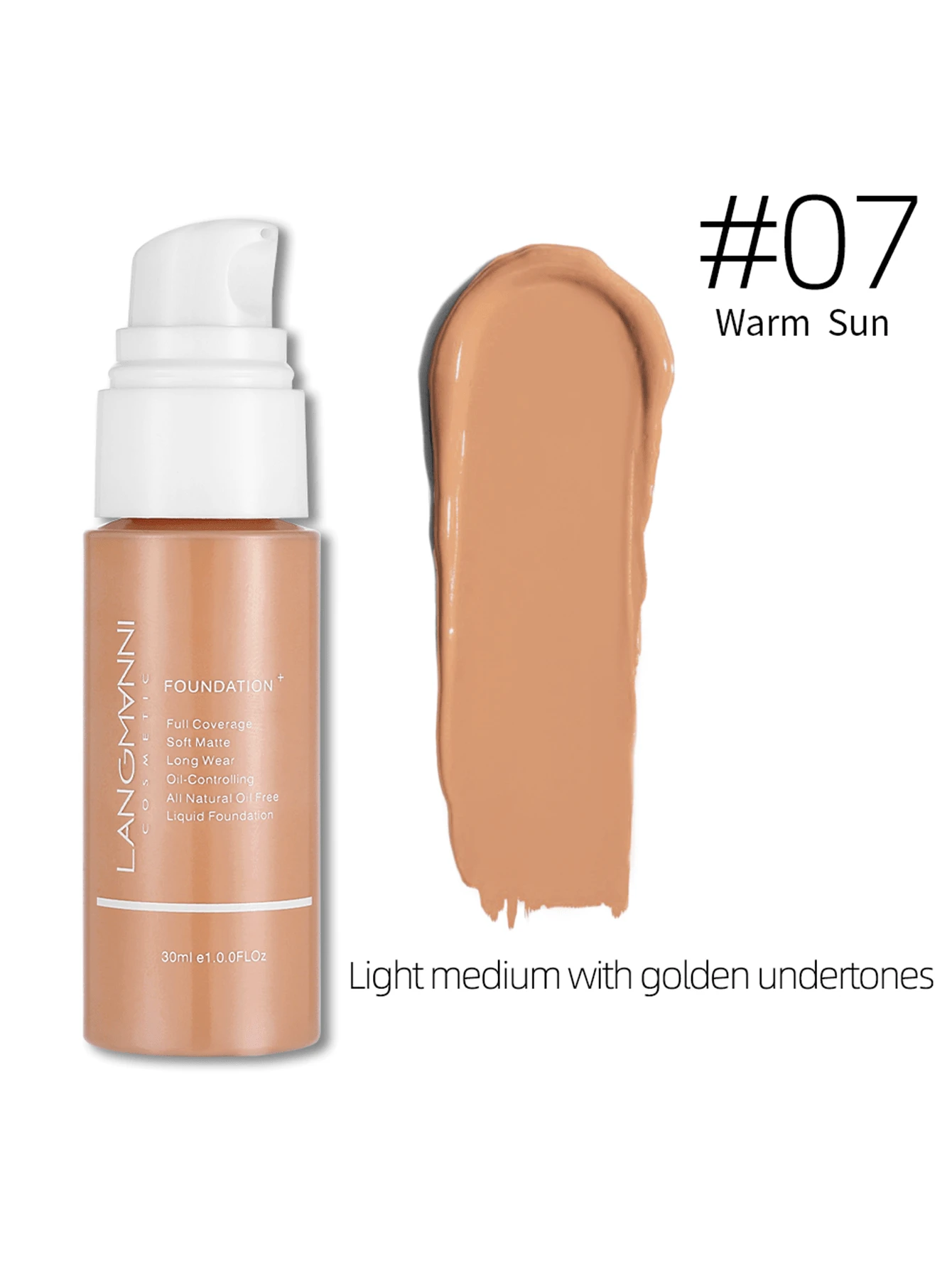 Waterproof Matte Foundation, 1pc Long-Wearing Oil Control Concealer Foundation Cream For Women - Honey - 查看 1