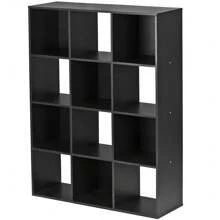 12-Cube Black Storage Organizer Bookcase Home Office Display Bookshelf Shelves