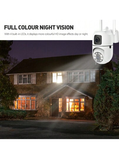 1080P Slimme Dual Lens Security Camera 360° Surveillance, Full Night Vision, Two Way Audio, Intrusion Alarm, Indoor/Outdoor Waterproof Home view 4