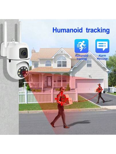 1080P Slimme Dual Lens Security Camera 360° Surveillance, Full Night Vision, Two Way Audio, Intrusion Alarm, Indoor/Outdoor Waterproof Home view 7