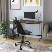 Chaise de salon avec dossier, Chaise de bureau à roulettes, Hauteur d'assise réglable 43-55cm, Siège 47x41 cm, Pied métal laqué, Chaise pour bureau, chambre, salon, etc.