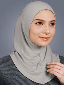 1 pieza Hijab de unicolor de moda para mujer, elegante y cómoda envoltura de cabeza de lino con cristales para protección solar diaria al aire libre