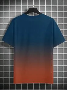 大码男士渐变色闪电印花时尚短袖圆领 T 恤