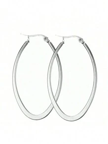 2 Pairs Of Oval Hoop Earrings Surgical Titanium Stainless Steel Hypoallergenic Circle Round Hoop Earrings For Women