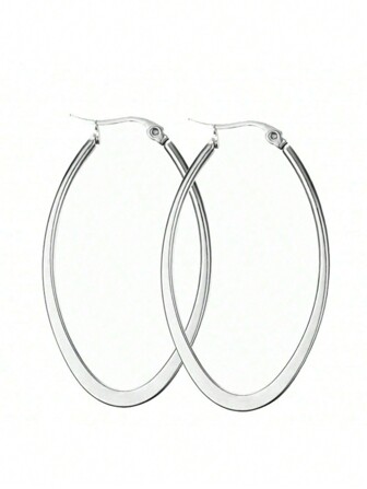 2 Pairs Of Oval Hoop Earrings Surgical Titanium Stainless Steel Hypoallergenic Circle Round Hoop Earrings For Women