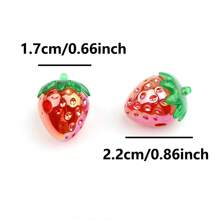 10pcs Cross Hole Red Jelly Strawberry Acrylic Beads For Jewelry Making Diy Loose Spacer Beads Bracelet Ornaments Key Chain - Multicolor - View 4
