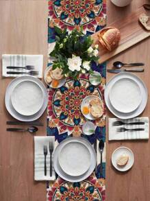 1pc Bohemian Patterned Table Runner, Home Decor Table Runner, Indoor & Outdoor Party Supplies, Room Decoration. Suitable For Home Kitchen Decor And Event Party Decoration - Multicolor - View 5