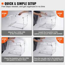 Tier 14"W X 21"D Pull Out Cabinet Organizer, Heavy Duty Slide Out Pantry Shelves, Chrome-Plated Steel Roll Out Drawers, Sliding Drawer Storage For Inside Kitchen Cabinet, Bathroom, Under Sink, Kitchen Storage Rack For Pots, Pans & Lids - Durable Organizer With Adjustable Dividers, Ideal For Cabinet Organization, Includes Space For Cutting Boards & Grilling Accessories, Utensil Organization, Adaptable Shelf, Versatile Organizer, Kitchen Organizers And Storage