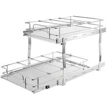 Tier 14"W X 21"D Pull Out Cabinet Organizer, Heavy Duty Slide Out Pantry Shelves, Chrome-Plated Steel Roll Out Drawers, Sliding Drawer Storage For Inside Kitchen Cabinet, Bathroom, Under Sink, Kitchen Storage Rack For Pots, Pans & Lids - Durable Organizer With Adjustable Dividers, Ideal For Cabinet Organization, Includes Space For Cutting Boards & Grilling Accessories, Utensil Organization, Adaptable Shelf, Versatile Organizer, Kitchen Organizers And Storage
