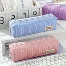 1 pezzo Astuccio portapenne in velluto a coste di colore unito, di grande capacità, minimalista, alla moda e pratico per ufficio, scuola, cancelleria, forniture per il ritorno a scuola, per riporre pennelli da trucco