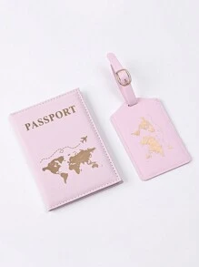 2pcs Hot Stamping Passport Holder And Luggage Tags, Faux Leather Passport Cover, Passport Holder Passport Cover, Travel Passport Cover For Couples, Travel Money Protector Travel Passport Protector ID Card Holder Travel Accessories, Stylish Passport Cover World Pattern Travel Passport Cover For Friends, Best Friends, Sisters, Couples, Couples Travel 1pc,Boho Vibes - Multicolor - View 15