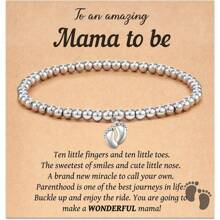 Cute Footprint Charm Bracelet, Natural Stone Round Bead Foot String Bracelet Hand Jewellery, Maternity Mum-To-Be Gift Suitable For Mother's Day, Party Gift Anniversary Gift Christmas