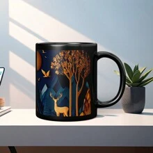 1 tazza da caffè in ceramica da 330 ml con manico, tazza con disegno sublimato unico, tazza nera solida, regalo originale, adatta per bevande calde o fredde come caffè freddo, whisky, succo. Ottima per Ognissanti, Natale, matrimonio, compleanno, San Valentino. - nero - Visualizzare 23