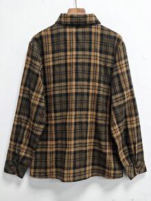 Women's Long Sleeve Plaid Shirt Age-Reducing Top - Green Lattice - View 3