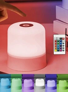1pc Touch Sensor Bedside Lamp, RGB Multi-Color With Remote Control / 3-In-1 White Light Type-C 5V Rechargeable Table Lamp, Suitable For Bedroom, Rechargeable RGB Color Changing With Remote - Multicolor - View 12