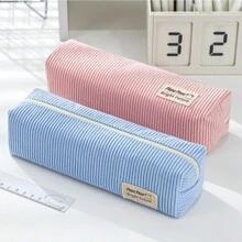 1 pezzo Astuccio portapenne in velluto a coste di colore unito, di grande capacità, minimalista, alla moda e pratico per ufficio, scuola, cancelleria, forniture per il ritorno a scuola, per riporre pennelli da trucco