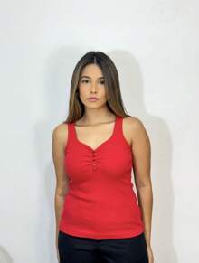 Women's Cotton Tank Top - Red - View 5