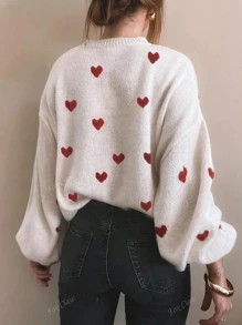 Plus Size Damskie Swetry Z Nadrukiem Na Walentynki Miłość