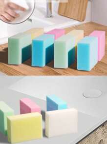 Nano Sponge, Magical Nano Sponge, Colored Nano Sponge, 1.5x Compressed, 2x Compressed, Nano Sponge Magic Wipe For Kitchen Dish Washing, Bathroom, Car Cleaning, Shoe Cleaning, Multi-Use & Durable, Suitable For Various Surfaces Such As Bathtub, Shoes, Floors, Bathrooms, Kitchens, Walls, Deep Cleaning, Classroom Cleaning, Party Cleaning & Maintenance, Stove, Sink, Outdoor Cleaning - White - View 9