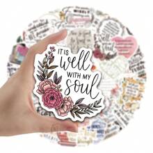 50 件圣经贴纸、励志基督教贴纸、圣经经文贴纸、圣经日记用品、美学耶稣信仰基督教水瓶贴纸， - 彩色 - 查看 7