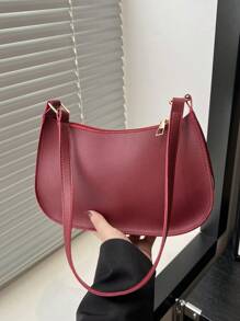 Túi đeo vai thời trang tối giản, Túi đeo nách cổ điển, Túi tote khóa kéo nhẹ cao cấp, Túi xách thanh lịch phong cách đường phố Âu Mỹ đa chức năng, Ví nhỏ dung tích lớn thích hợp cho bạn bè, học sinh, công sở, đựng đồ trang điểm - Màu Đỏ Sâu - Xem 8