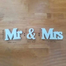 1 Piece Mrs & Mr Creative Wooden Craft Ornament Alphabet Wedding Supplies Wedding Props Wedding Party Decoration,Christmas - White - View 6