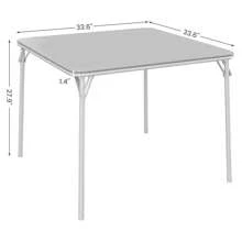 Folding Table, 33.6 Inch Folding Card Table, Portable Square Folding Table With Pu Soft Cushion, Beige Metal Foldable Table Suitable For Living Room, Office, Camping - Grey - View 7