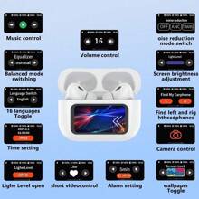 A9 Pro Noise Cancelling Earbuds, Wireless Ear Buds Noise Cancelling Bluetooth Headphones USB Charging With 13 Functions LED Display Mic For Phone & Android (White) - 1 - View 4
