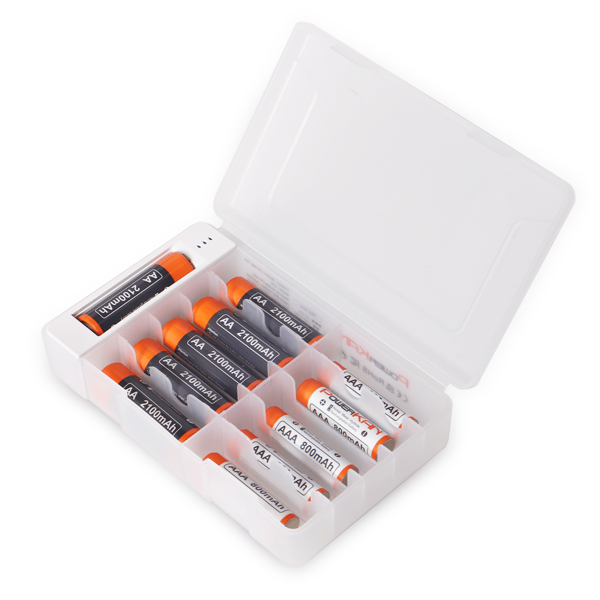 powerKAN S28 Batterie-Tester Aufbewahrungsbox, kann die Restspannung von Alkali-AA&AAA-Batterien testen, kann bis zu 20 AA oder 28 AAA Batterien aufbewahren