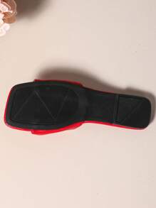 女士夏季新款平底反光带拖鞋，轻便奢华高端休闲一脚蹬凉鞋，简约方头沙滩和室内凉鞋 - 紅色 - 查看 9