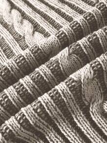 白悦男士复古扭绳圆领套头毛衣，街头风，韩版时尚，长袖，圣诞节，圣诞毛衣，新年 - 卡其色 - 查看 4