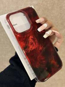 1 ốp lưng điện thoại màu hổ phách chuyển sắc, tương thích với iPhone 16/15/14/13/12 Pro Max, mặt lưng silicon mềm màu đỏ trong suốt. - Đỏ - Xem 4