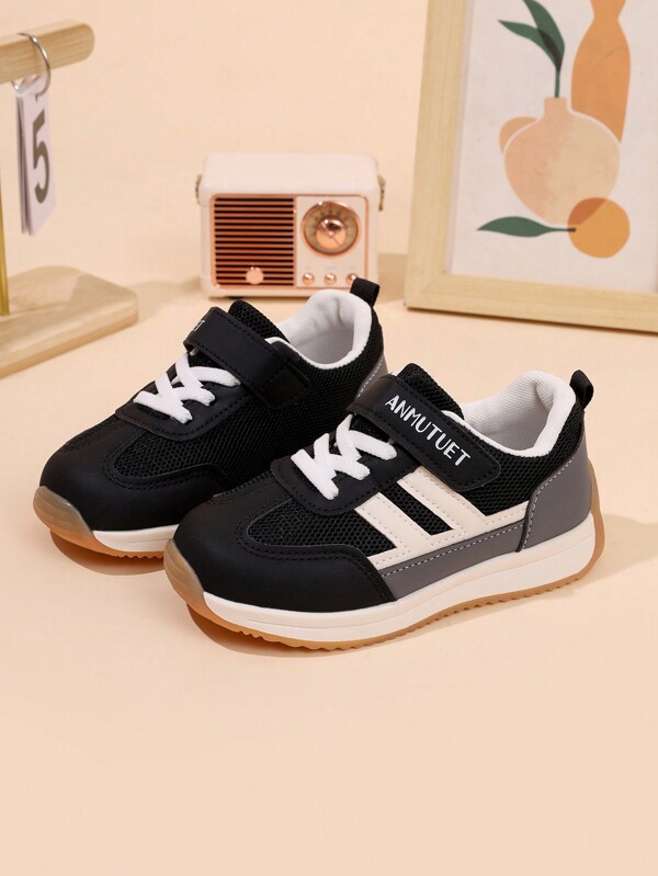 1 Pair Kids' Soft-Sole Sports Sneakers, Breathable Mesh Functional Shoes, Autumn Design For Boys & Girls