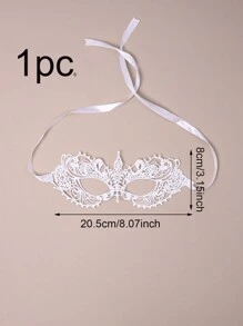 1 pieza/3 piezas/6 piezas - Máscara de encaje blanco/5 piezas negro para decoración de fiesta de vacaciones, máscara de mascarada para mujeres, con correa ajustable