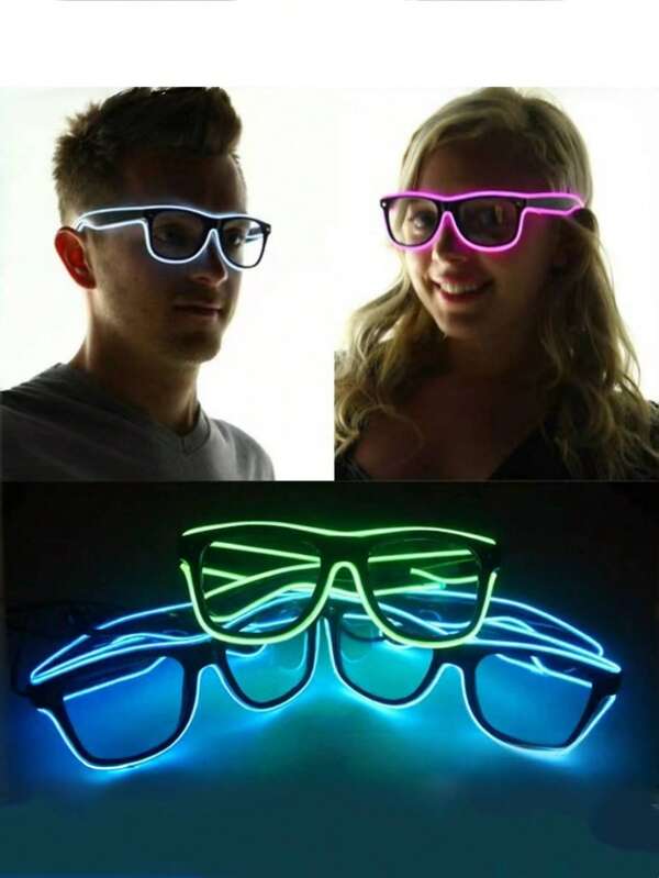 Gafas curvas con luces LED que se iluminan, accesorios geniales para ambiente de club, fiestas, festivales de música, conciertos, vacaciones en la playa, actividades al aire libre y viajes