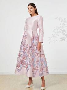 Elegante Jacquard Lange Avondjurk Jurk Voor Vrouwen
