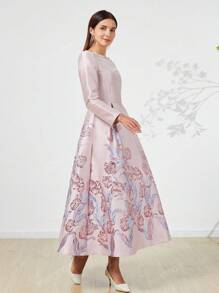 Elegante Jacquard Lange Avondjurk Jurk Voor Vrouwen