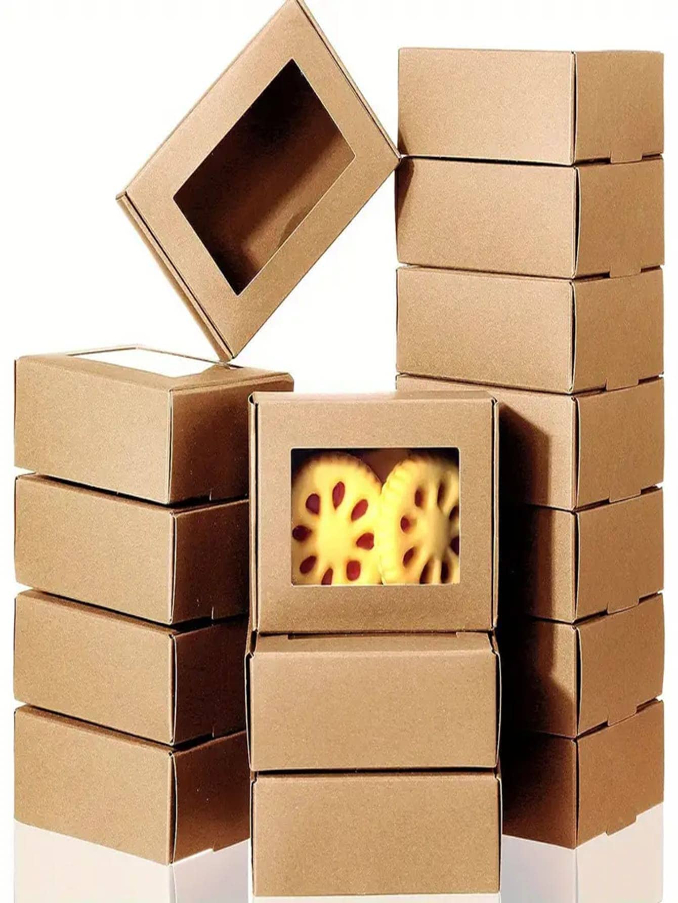 25pcs Mini Kraft Paper Gift Boxes With Window For Soap, Treats, Candy - Perfect For Wedding, Birthday, Anniversary, Graduation, Christmas, Halloween, Valentine's Day, Harvest - Universal Holiday Packaging, Halloween Gifts