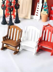 1:12 Scale Doll House Miniature Furniture Vintage Rocking Chair, Wooden Stool, Home Decor Ornament, Retro Nostalgia Rocking Chair, New Chinese Style Chair Miniature Model, European Retro Wooden Rocking Chair, Micro Landscape Decor Accessories