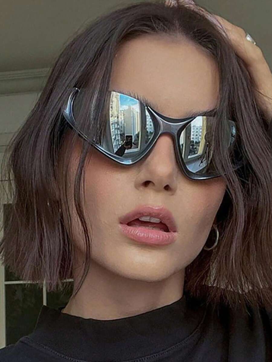 1pc Minimalist Fashion Street Style Cool Windproof Fashion Glasses, Unisex Stylish Beach Accessory