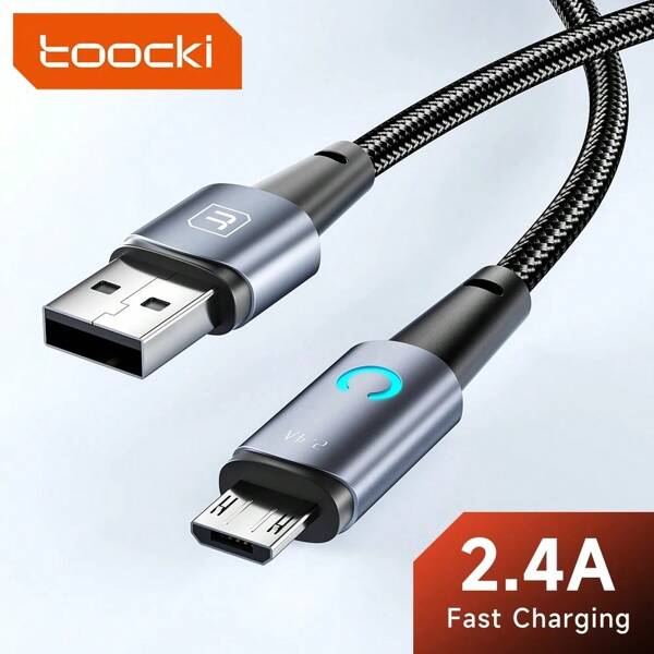 Toocki Micro USB Cable Compatible With Samsung S10 2.4A Fast Charging Quick Charge Micro Cable For Fan Headphone LED Phone Charger Data Cord Compatible With Samsung Galaxy S7/ HTC Compatible With LG Android, Kindle, Compatible With PS4, Camera, MP3 Micro-USB