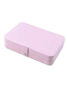 1 pieza Caja de almacenamiento de joyas de PU, Caja de joyas de viaje, Caja de almacenamiento de joyas de cierre a presión, Caja de viaje portátil de doble capa con soporte de exhibición, Caja de almacenamiento multifuncional para joyas, pendientes y anillos, Regalo de Navidad, Regalo del Día de San Valentín